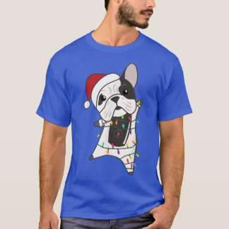 T-shirt Bulldog Cheveux Noël Fée Lumières Doux Anim