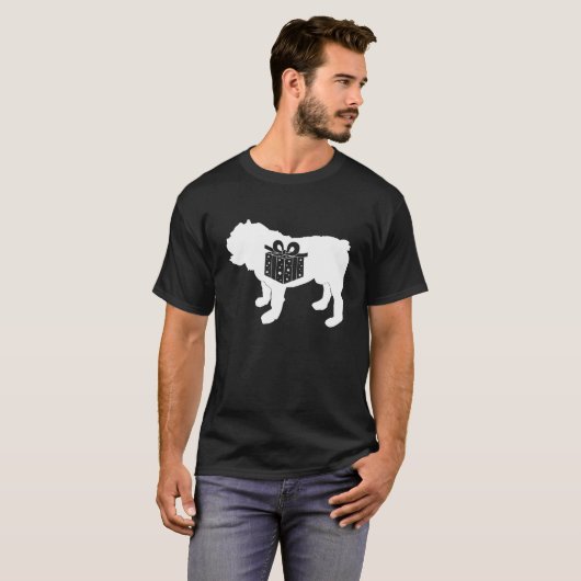 T-shirt Bulldog Christmas mignon Chien Chien Chien Chien C (Devant entier)
