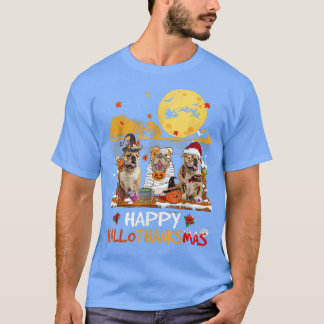 T-shirt Bulldog Happy Hallothanksmas Halloween Thanksgivin