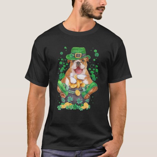 T-shirt Bulldog Irish Chien Chaussures Casquette Clover Sh (Devant)