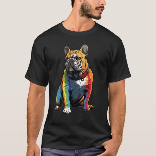 T-shirt Bulldog LGBT Pride Colors (Devant)