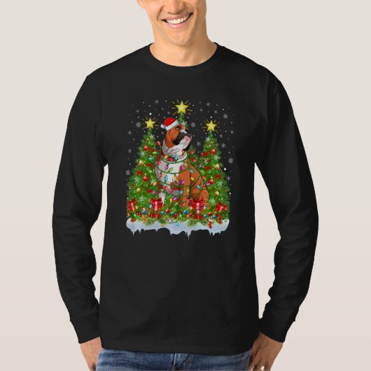 T-shirt Bulldog Lighting Xmas Tree Anglais Bulldog Christ (Devant)