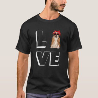 T-shirt Bulldog Love Coeur Lunettes de soleil Chien França