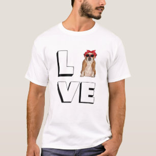 T-shirt Bulldog Love Coeur Lunettes de soleil Chien França