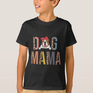 T-shirt Bulldog Mama Empreinte de léopard Chien Maman