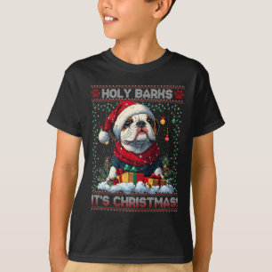 T-shirt Bulldog Noël Arbre Lumières Décorations Chien Aime