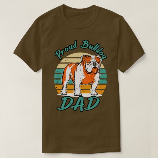 T-shirt Bulldog Papa Drôle Amant chien (Design devant)