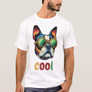 T-shirt Bulldog Pop Art avec lunettes de protection