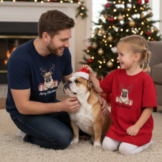 T-shirt Bulldog Reindeer - English Bulldog