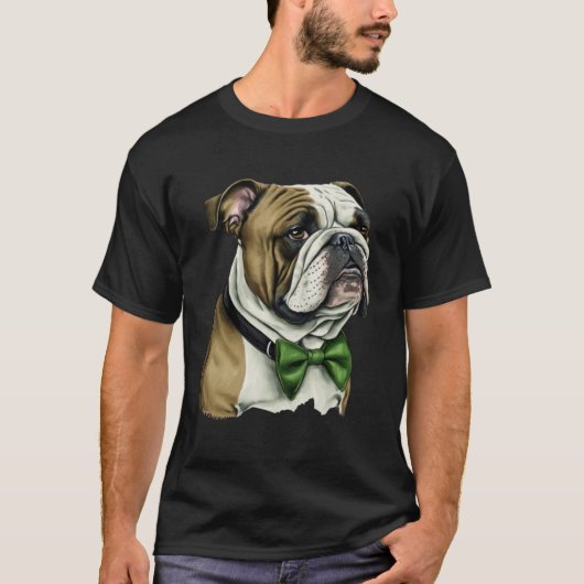 T-shirt Bulldog St Patrick s Day Green Bowtie St Patrick s (Devant)