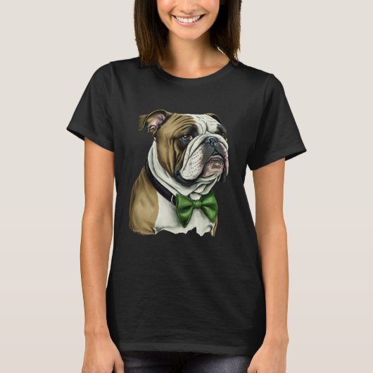 T-shirt Bulldog St Patrick s Day Green Bowtie St Patrick s (Devant)