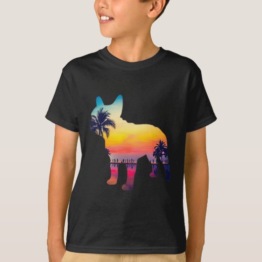 T-shirt Bulldog Sunset Design (Devant)