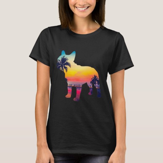 T-shirt Bulldog Sunset Design (Devant)