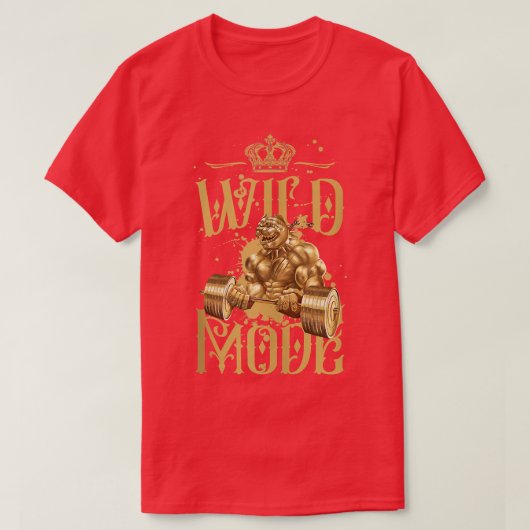 T-shirt Bulldog Wild Mode Fitness Gym Entraînement Chien B (Design devant)