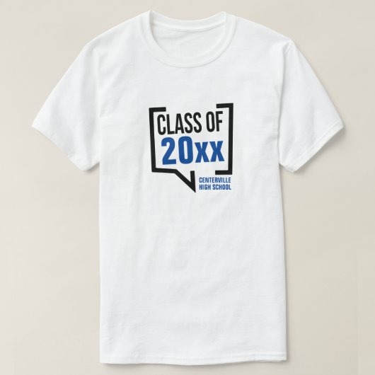 T-shirt Bulle de discours d'année de classe bleue (Design devant)