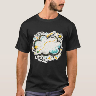 T-shirt Bulle de pensée de style BD – Nuage de doodle Pop