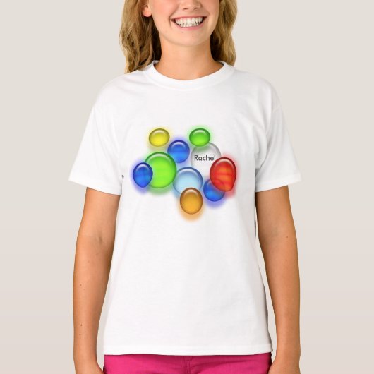T-shirt - Bulles colorées avec nom (Devant)