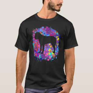 T-shirt Bullmastiff Chien Rose Gouache Éclaboussure D'art 