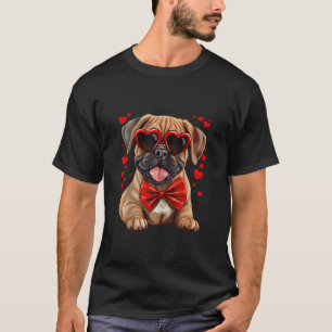 T-shirt Bullmastiff Coeurs Chien Lunettes de soleil Bow ro