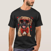 T-shirt Bullmastiff Coeurs Chien Lunettes de soleil Bow ro (Devant)