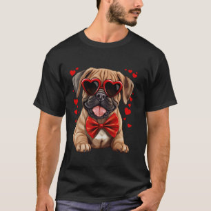 T-shirt Bullmastiff Coeurs Chien Lunettes de soleil Bow ro