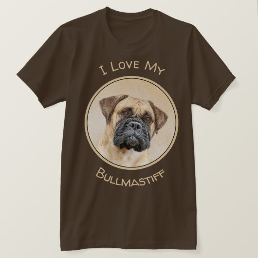 T-shirt Bullmastiff Painting - Cute Original Dog Art (Design devant)