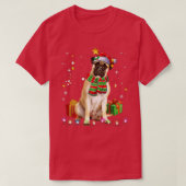T-shirt Bullmastiff Père Noël Funny Noël Arbre Lumières No (Design devant)