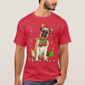 T-shirt Bullmastiff Père Noël Funny Noël Arbre Lumières No
