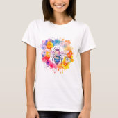 T-shirt Bumble abeille sur les fleurs arc-en-ciel (Devant)