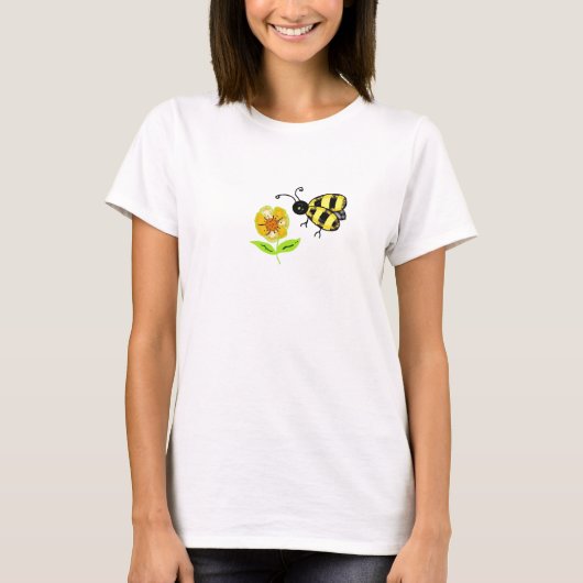 T-shirt Bumble Bee avec Fleur Jaune (Devant)