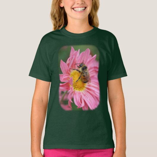T-shirt Bumble Bee Rose Daisy Flower (Devant)