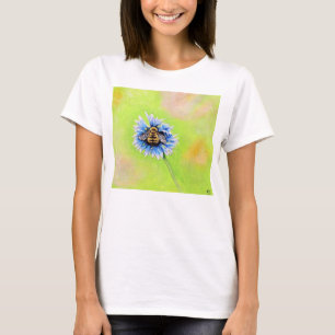 T-shirt Bumble Bee sur une peinture à fleurs