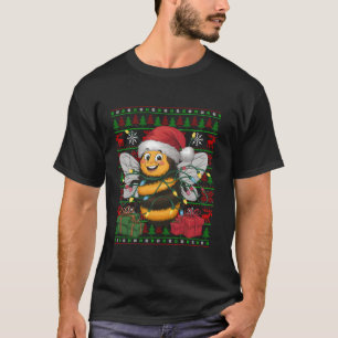 T-shirt Bumble Bee Xmas éclaire laid Santa Hat Bumble Bee