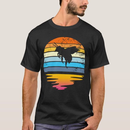 T-shirt Bumblebee Retro Sunset Save The Bees Bee Keeper (Devant)