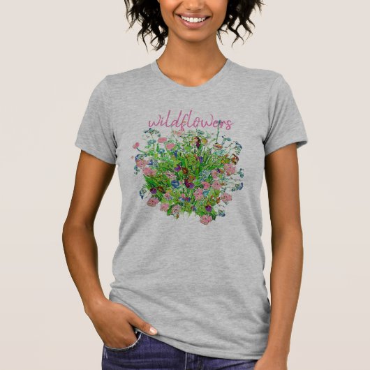 T-shirt Bunch Wildflowers Gray shirt  (Devant)