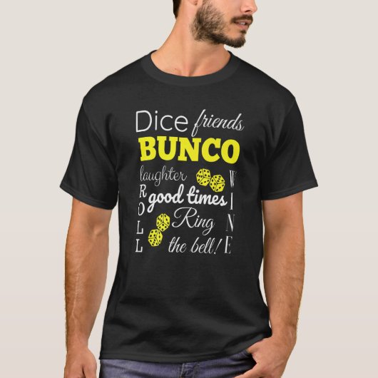 T-shirt Bunco Word Cloud Dice Jeu Nuit (Devant)