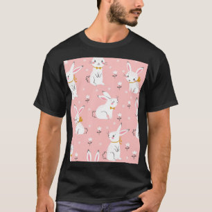 T-shirt Bunnies blancs : Cute Floral sans joint