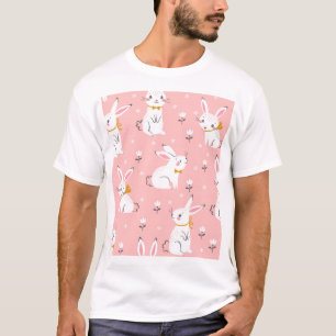 T-shirt Bunnies blancs : Cute Floral sans joint