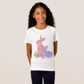 T-Shirt Bunnies Fury Pink Purple Oeuf Pâques Aquarelle (Devant entier)