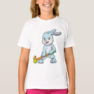 T-shirt Bunny au hockey sur gazon avec bâton de hockey