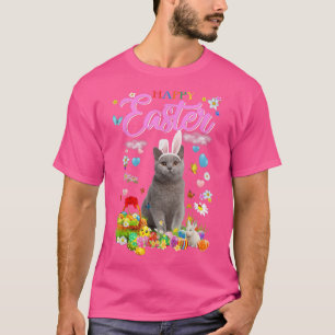 T-shirt Bunny British Shorthair Cat Happy Easter Eggs