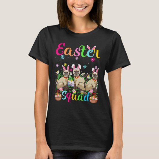 T-shirt Bunny chat de Siamese Ear Squad de Pâques Siamese (Devant)