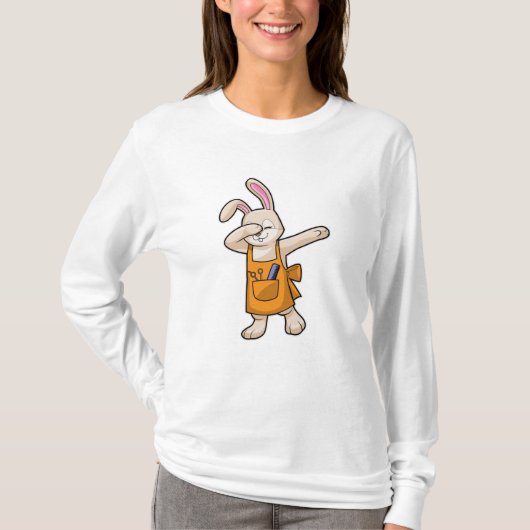 T-shirt Bunny comme coiffeur avec peigne et ciseaux (Devant)