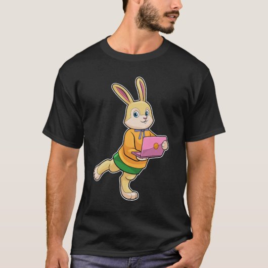 T-shirt Bunny comme secrétaire avec ordinateur portable (Devant)