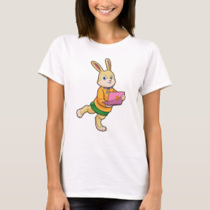 T-shirt Bunny comme secrétaire avec ordinateur portable