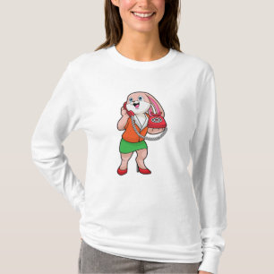 T-shirt Bunny comme secrétaire avec téléphone