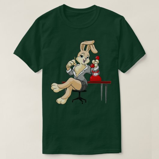 T-shirt Bunny comme secrétaire avec téléphone et crayon (Design devant)