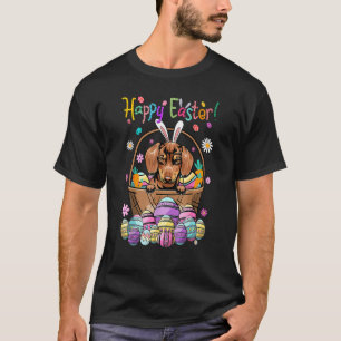 T-shirt Bunny Dachshund Chien Joyeux Jour de Pâques avec P