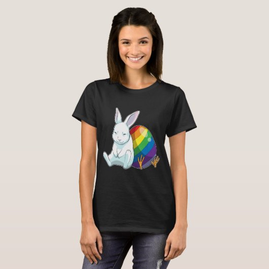 T-shirt Bunny Easter Easter oeuf Rainbow (Devant entier)