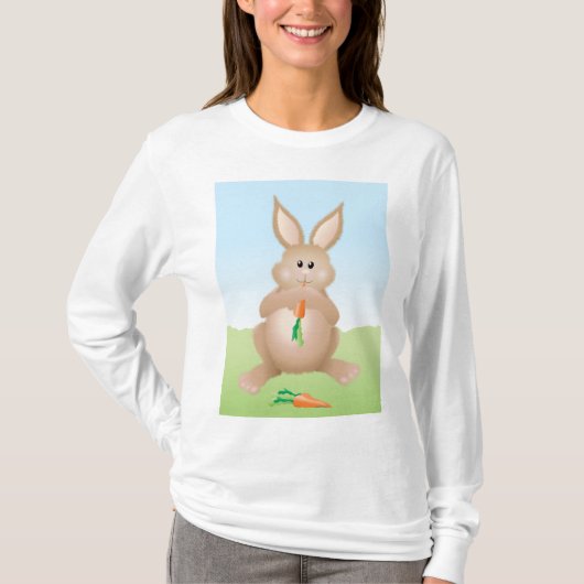 T-shirt Bunny Eating Carrot Adorable Rabbit (Devant)